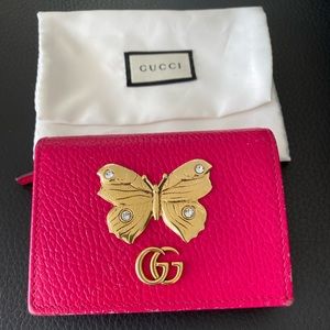 Gucci Butterfly Hot Pink Leather Wallet